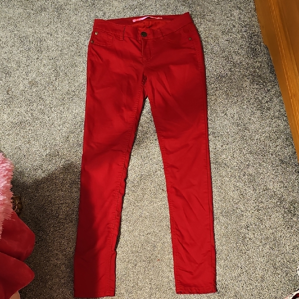 Tinseltown Denim Couture Red Skinny Pants